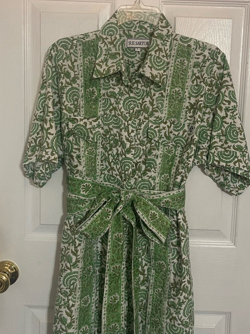 Sue Sartor Green Printed Mini Dress
